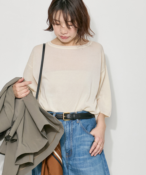 journal standard L'essage（ジャーナルスタンダードレサージュ）の「シャーリーカーンショートスリーブプルオーバー（ニット/セーター・レディース・イエロー/ホワイト/ブラック・FREE）」の6枚目の写真