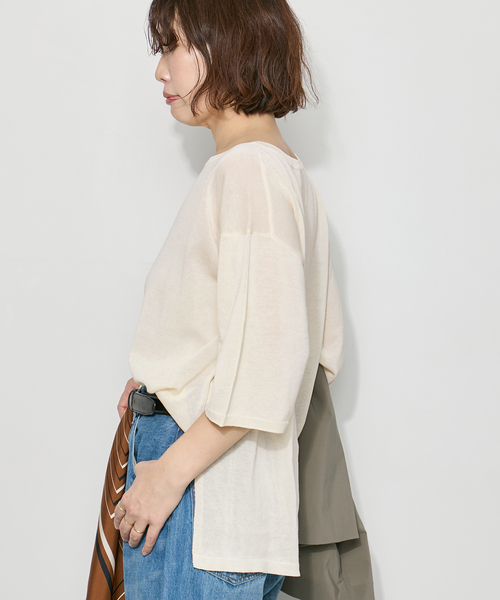 journal standard L'essage（ジャーナルスタンダードレサージュ）の「シャーリーカーンショートスリーブプルオーバー（ニット/セーター・レディース・イエロー/ホワイト/ブラック・FREE）」の7枚目の写真