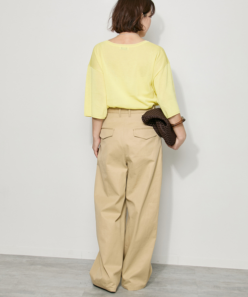 journal standard L'essage（ジャーナルスタンダードレサージュ）の「シャーリーカーンショートスリーブプルオーバー（ニット/セーター・レディース・イエロー/ホワイト/ブラック・FREE）」の11枚目の写真