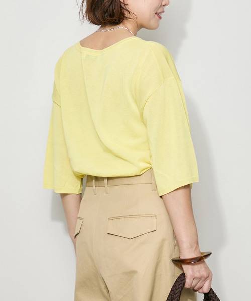 journal standard L'essage（ジャーナルスタンダードレサージュ）の「シャーリーカーンショートスリーブプルオーバー（ニット/セーター・レディース・イエロー/ホワイト/ブラック・FREE）」の14枚目の写真