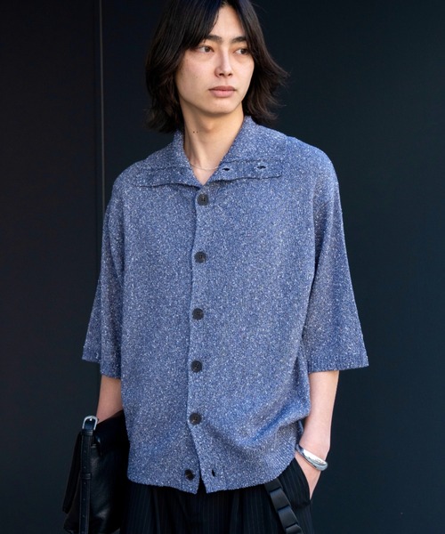 【SINSS】ネップニットカーディガン ブルー Sサイズ Nep HS knit cardigan / ネップHSニットカーディガン（シャツ/ブラウス