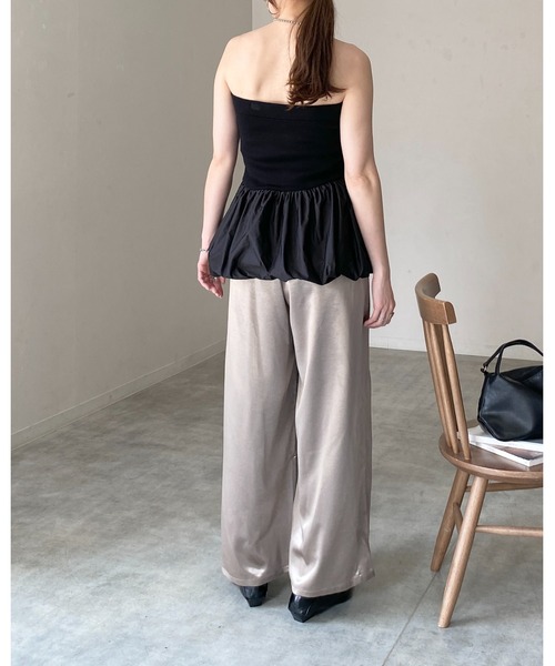 She's Closet(シーズクローゼット)の「異素材切り替え ニットドッキング バルーン ビスチェ ペプラムトップス(チューブトップ・レディース・アイボリー/ブラック/チャコールグレー・FREE)」の14枚目の写真