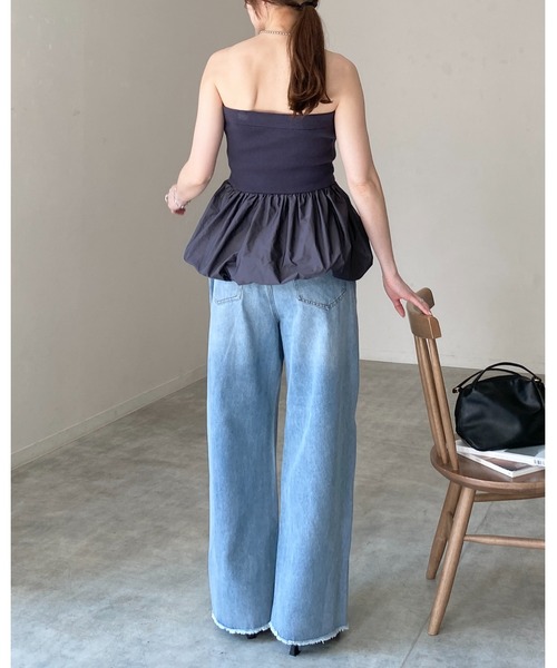 She's Closet(シーズクローゼット)の「異素材切り替え ニットドッキング バルーン ビスチェ ペプラムトップス(チューブトップ・レディース・アイボリー/ブラック/チャコールグレー・FREE)」の17枚目の写真