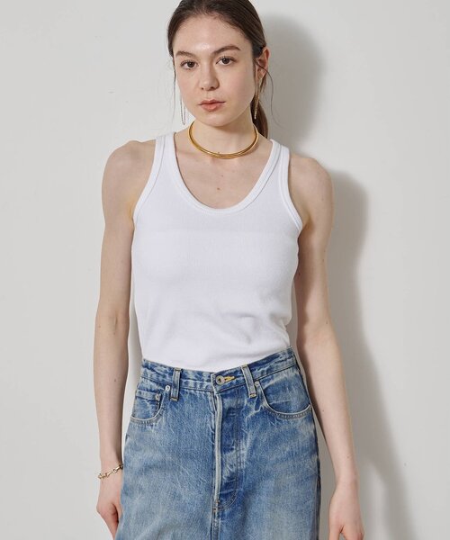 Whim Gazette（ウィムガゼット）の「ヴィンテージテレコタンク（タンクトップ・レディース・ブラック/カーキ/オフホワイト/ブラウン/ベージュ・FREE）」の10枚目の写真