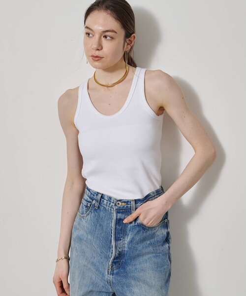 Whim Gazette（ウィムガゼット）の「ヴィンテージテレコタンク（タンクトップ・レディース・ブラック/カーキ/オフホワイト/ブラウン/ベージュ・FREE）」の6枚目の写真