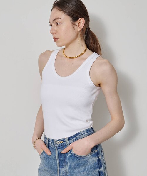 Whim Gazette（ウィムガゼット）の「ヴィンテージテレコタンク（タンクトップ・レディース・ブラック/カーキ/オフホワイト/ブラウン/ベージュ・FREE）」の7枚目の写真