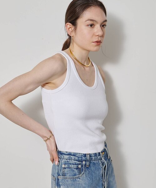 Whim Gazette（ウィムガゼット）の「ヴィンテージテレコタンク（タンクトップ・レディース・ブラック/カーキ/オフホワイト/ブラウン/ベージュ・FREE）」の9枚目の写真