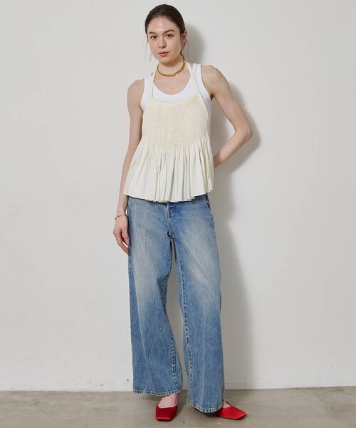 Whim Gazette（ウィムガゼット）の「ヴィンテージテレコタンク（タンクトップ・レディース・ブラック/カーキ/オフホワイト/ブラウン/ベージュ・FREE）」の15枚目の写真