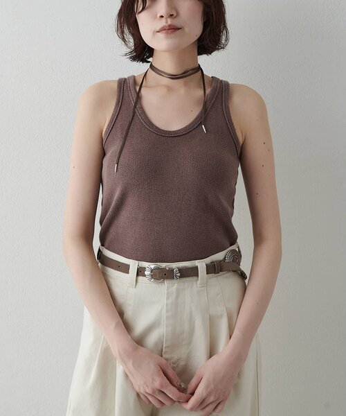 Whim Gazette（ウィムガゼット）の「ヴィンテージテレコタンク（タンクトップ・レディース・ブラック/カーキ/オフホワイト/ブラウン/ベージュ・FREE）」の3枚目の写真