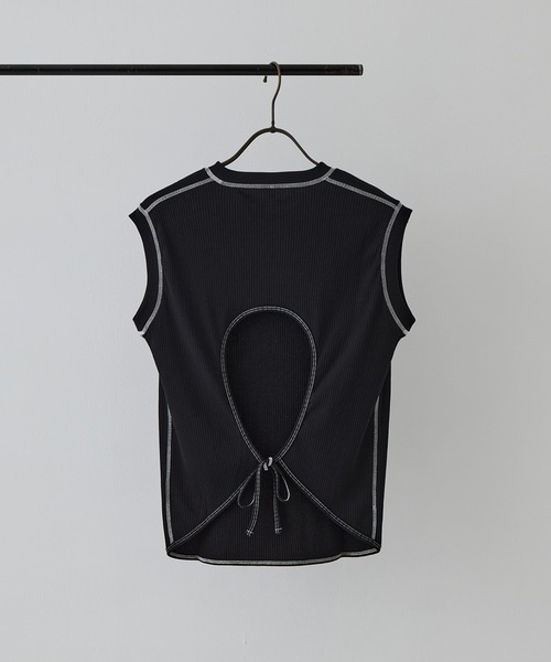 HAKUJI（ハクジ）の「[HAKUJI/ハクジ]Organic cotton open back NS T（タンクトップ・レディース・ピンク/ブラック・FREE）」の6枚目の写真