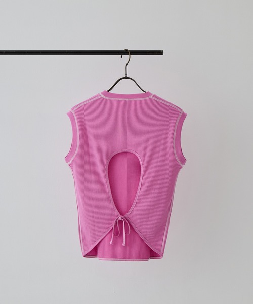 HAKUJI（ハクジ）の「[HAKUJI/ハクジ]Organic cotton open back NS T（タンクトップ・レディース・ピンク/ブラック・FREE）」の12枚目の写真