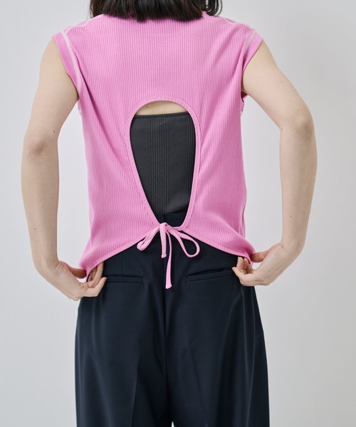 HAKUJI（ハクジ）の「[HAKUJI/ハクジ]Organic cotton open back NS T（タンクトップ・レディース・ピンク/ブラック・FREE）」の8枚目の写真