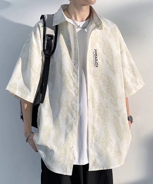 SHEPP(シープ)の「総柄 ニュアンスグラフィック ドロップショルダー 半袖シャツ(シャツ/ブラウス・メンズ・ホワイト/ブラック・L/M)」の16枚目の写真