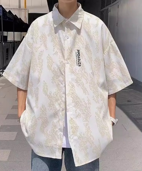 SHEPP(シープ)の「総柄 ニュアンスグラフィック ドロップショルダー 半袖シャツ(シャツ/ブラウス・メンズ・ホワイト/ブラック・L/M)」の15枚目の写真