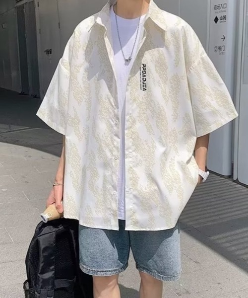 SHEPP(シープ)の「総柄 ニュアンスグラフィック ドロップショルダー 半袖シャツ(シャツ/ブラウス・メンズ・ホワイト/ブラック・L/M)」の20枚目の写真