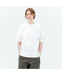 [クール]ウーブンミックスサイドポケットセミオーバーフィットTシャツ - 2カラー MYTS3141