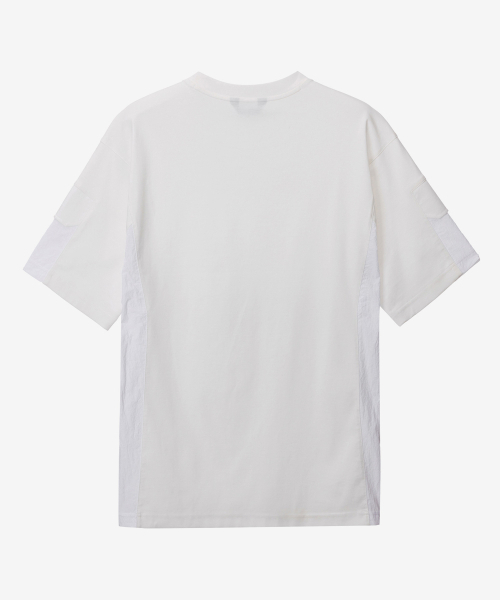 MINDBRIDGE（マインドブリッジ）の「[クール]ウーブンミックスサイドポケットセミオーバーフィットTシャツ - 2カラー MYTS3141（Tシャツ/カットソー・メンズ・ホワイト/ブラック・95/105/100/110）」の5枚目の写真