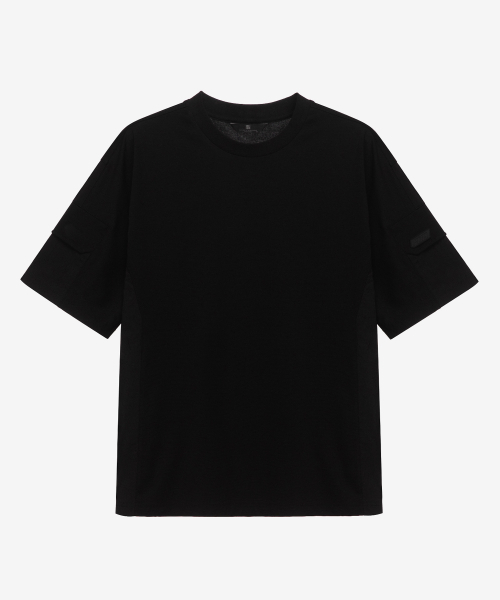 MINDBRIDGE（マインドブリッジ）の「[クール]ウーブンミックスサイドポケットセミオーバーフィットTシャツ - 2カラー MYTS3141（Tシャツ/カットソー・メンズ・ホワイト/ブラック・95/105/100/110）」の7枚目の写真