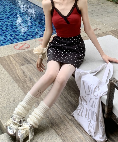 Teem Store(チームストア)の「【インパン付き】ドット柄Aラインミニスカート 台形 スカパン 韓国ガーリー(スカート・レディース・アイボリー/ブラック・M/S)」の11枚目の写真