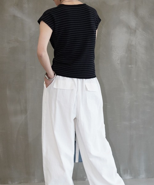 chuclla(チュクラ)の「サイドボタン クロスドレープサマーニットトップス chw26s222(Tシャツ/カットソー・レディース・ブラック×グレー/ホワイト/ブラック・FREE)」の12枚目の写真