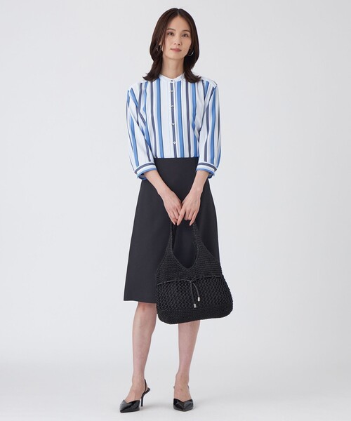 TRANS WORK(トランスワーク)の「【L】【ウォッシャブル】マルチストライププリントブラウス(シャツ/ブラウス・レディース・ネイビー/ピンク系その他2/ブルー・46/44)」の7枚目の写真