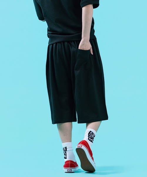 SIDEWAY STANCE（サイドウェイスタンス）の「【SIDEWAY STANCE】 裏毛 ワイド スウェット ショートパンツ（スウェットパンツ・メンズ・ブラック/ネイビー/杢グレー・LARGE/MEDIUM/SMALL/X-LARGE）」の8枚目の写真