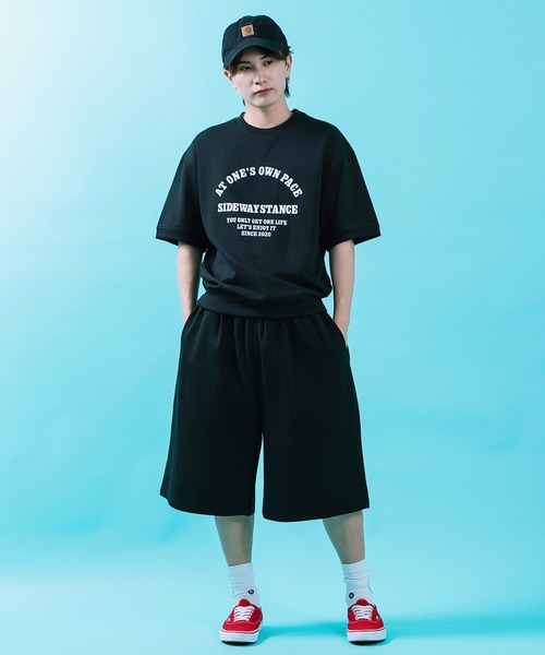 SIDEWAY STANCE（サイドウェイスタンス）の「【SIDEWAY STANCE】 裏毛 ワイド スウェット ショートパンツ（スウェットパンツ・メンズ・ブラック/ネイビー/杢グレー・LARGE/MEDIUM/SMALL/X-LARGE）」の4枚目の写真