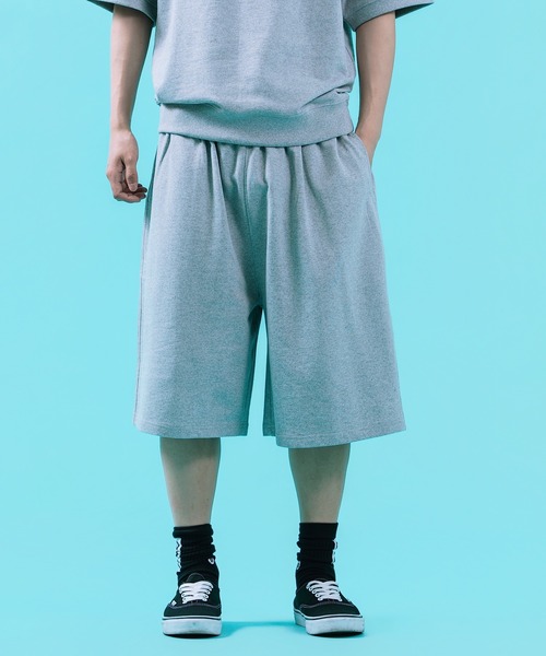 SIDEWAY STANCE（サイドウェイスタンス）の「【SIDEWAY STANCE】 裏毛 ワイド スウェット ショートパンツ（スウェットパンツ・メンズ・ブラック/ネイビー/杢グレー・LARGE/MEDIUM/SMALL/X-LARGE）」の5枚目の写真