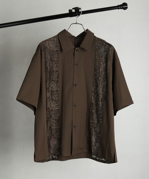 WESTSEA(ウエストシー)の「レース切替 半袖開襟シャツ シアー 透け感 ワイドシルエット ボックスシルエット(シャツ/ブラウス・メンズ・ホワイト/ブラウン/ブラック・M/L)」の17枚目の写真