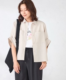 【セットアップで着られる】麻入り両ポケシャツ