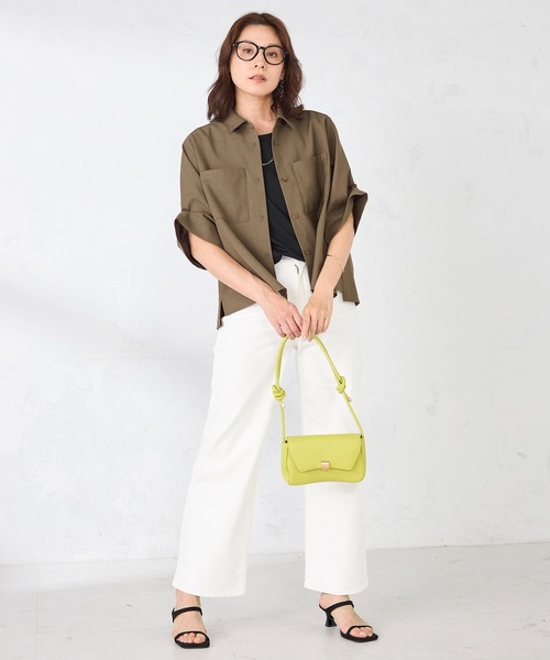GALLORIA(ギャローリア)の「【セットアップで着られる】麻入り両ポケシャツ(シャツ/ブラウス・レディース・モカ/ベージュ・L/LL/M/S)」の3枚目の写真