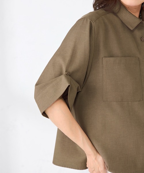 GALLORIA(ギャローリア)の「【セットアップで着られる】麻入り両ポケシャツ(シャツ/ブラウス・レディース・モカ/ベージュ・L/LL/M/S)」の5枚目の写真