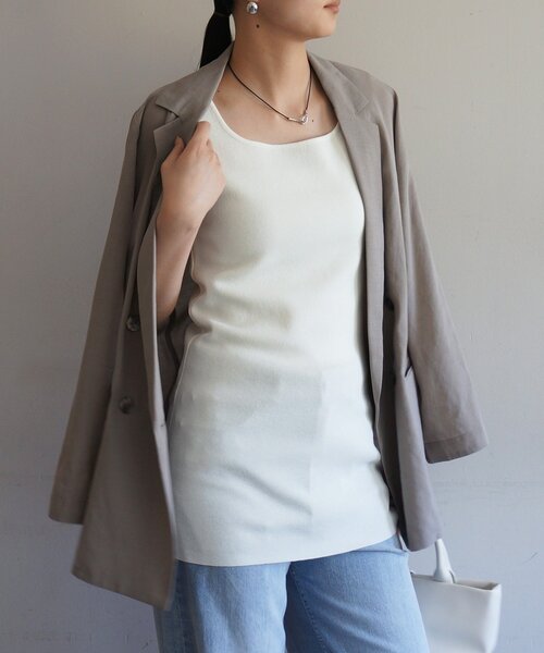 LOUNGEDRESS（ラウンジドレス）の「チュニックニットタンク（ニット/セーター・レディース・ブラック/ベージュ/オフホワイト・FREE）」の2枚目の写真