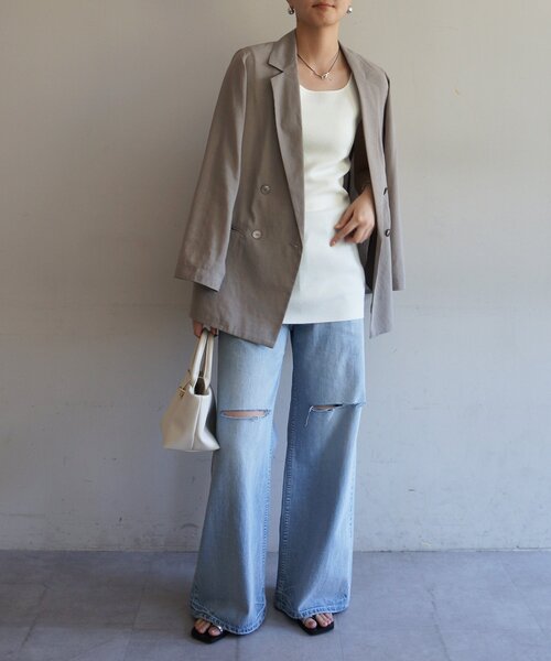 LOUNGEDRESS（ラウンジドレス）の「チュニックニットタンク（ニット/セーター・レディース・ブラック/ベージュ/オフホワイト・FREE）」の4枚目の写真
