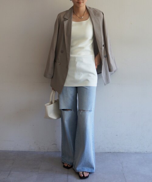 LOUNGEDRESS（ラウンジドレス）の「チュニックニットタンク（ニット/セーター・レディース・ブラック/ベージュ/オフホワイト・FREE）」の5枚目の写真