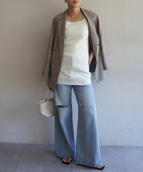 LOUNGEDRESS（ラウンジドレス）の「チュニックニットタンク（ニット/セーター・レディース・ブラック/ベージュ/オフホワイト・FREE）」の6枚目の写真