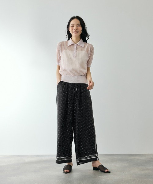 QUEENS COURT（クイーンズコート）の「パウダーサテンパネルプリントワイドパンツ（その他パンツ・レディース・ダークネイビー/ブラック系その他・M）」の13枚目の写真