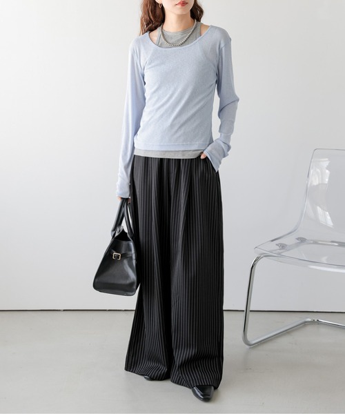 AMELY(エミリー)の「タックワイドイージーパンツ(その他パンツ・レディース・ネイビー/ベージュ/ブラック・M/L)」の4枚目の写真