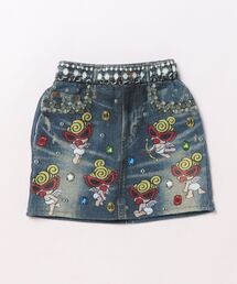 HYSTERIC MINI（ヒステリックミニ）の「SHINE LIKE A JEWERLY WITH ANGEL MINI Like a denim Viscotex（スカート）」