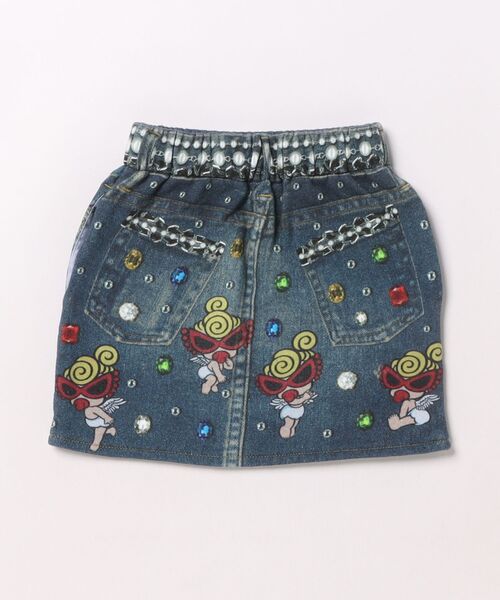 HYSTERIC MINI(ヒステリックミニ)の「SHINE LIKE A JEWERLY WITH ANGEL MINI Like a denim Viscotex(スカート・キッズ・インディゴブルー・90)」の2枚目の写真