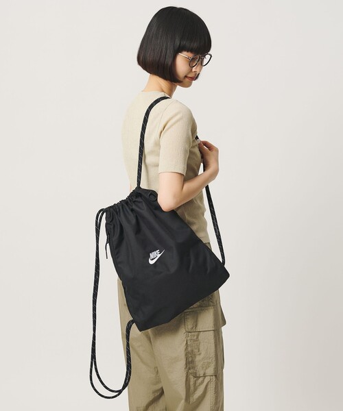 NIKE（ナイキ）の「＜NIKE＞ヘリテージ ドローコード バッグ/ナップサック（バックパック/リュック・レディース・ブラック・FREE）」の9枚目の写真