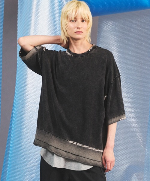 UNISEX》High Twist Prime-Over Pigment Bleach Crew Neck Knit T
