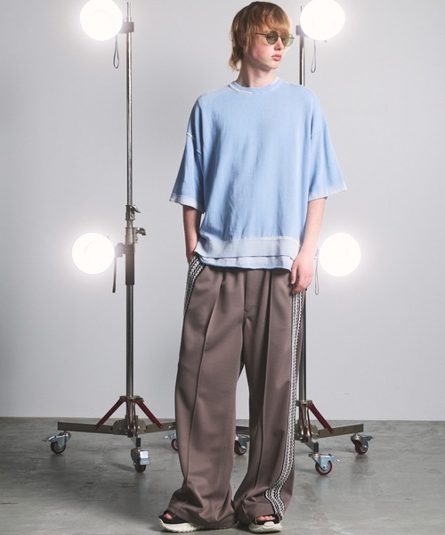 MAISON SPECIAL(メゾンスペシャル)の「《UNISEX》High Twist Prime-Over Pigment Bleach Crew Neck Knit T-shirt/ハイツイストプライムオーバーピグメントブリーチニットTシャツ【MAISON SPECIAL/メゾンスペシャル】(Tシャツ/カットソー・メンズ・サックスブルー/ブラック/ピンク/ネイビー・1/0/2)」の6枚目の写真