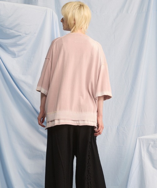 MAISON SPECIAL(メゾンスペシャル)の「《UNISEX》High Twist Prime-Over Pigment Bleach Crew Neck Knit T-shirt/ハイツイストプライムオーバーピグメントブリーチニットTシャツ【MAISON SPECIAL/メゾンスペシャル】(Tシャツ/カットソー・メンズ・サックスブルー/ブラック/ピンク/ネイビー・1/0/2)」の11枚目の写真