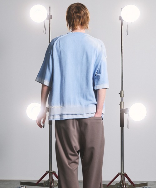 MAISON SPECIAL(メゾンスペシャル)の「《UNISEX》High Twist Prime-Over Pigment Bleach Crew Neck Knit T-shirt/ハイツイストプライムオーバーピグメントブリーチニットTシャツ【MAISON SPECIAL/メゾンスペシャル】(Tシャツ/カットソー・メンズ・サックスブルー/ブラック/ピンク/ネイビー・1/0/2)」の14枚目の写真