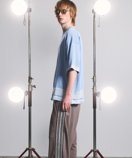 MAISON SPECIAL(メゾンスペシャル)の「《UNISEX》High Twist Prime-Over Pigment Bleach Crew Neck Knit T-shirt/ハイツイストプライムオーバーピグメントブリーチニットTシャツ【MAISON SPECIAL/メゾンスペシャル】(Tシャツ/カットソー・メンズ・サックスブルー/ブラック/ピンク/ネイビー・1/0/2)」の13枚目の写真