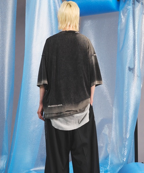MAISON SPECIAL(メゾンスペシャル)の「《UNISEX》High Twist Prime-Over Pigment Bleach Crew Neck Knit T-shirt/ハイツイストプライムオーバーピグメントブリーチニットTシャツ【MAISON SPECIAL/メゾンスペシャル】(Tシャツ/カットソー・メンズ・サックスブルー/ブラック/ピンク/ネイビー・1/0/2)」の17枚目の写真