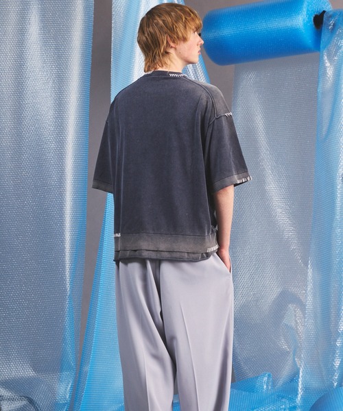MAISON SPECIAL(メゾンスペシャル)の「《UNISEX》High Twist Prime-Over Pigment Bleach Crew Neck Knit T-shirt/ハイツイストプライムオーバーピグメントブリーチニットTシャツ【MAISON SPECIAL/メゾンスペシャル】(Tシャツ/カットソー・メンズ・サックスブルー/ブラック/ピンク/ネイビー・1/0/2)」の20枚目の写真