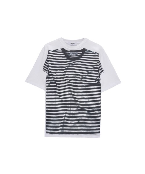 MSGM(エムエスジーエム)の「ストライプトロンプルイユ Tシャツ(Tシャツ/カットソー・レディース・ホワイト・S)」の1枚目の写真
