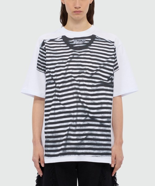 MSGM(エムエスジーエム)の「ストライプトロンプルイユ Tシャツ(Tシャツ/カットソー・レディース・ホワイト・S)」の2枚目の写真